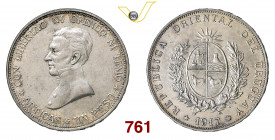 URUGUAY REPUBBLICA ORIENTAL 1 Peso 1917 Santiago del Cile Kr. 23 Ag g 25,13 SPL