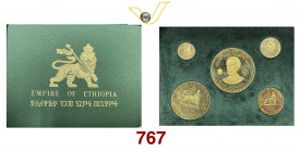 @ ETHIOPIA Serie di 5 valori in astuccio (10, 20, 50, 100 e 200 Dollari) 1966 Fb. 30/34 Au • Peso complessivo: 152 grammi FDC/proof