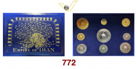 @ IRAN Serie di 9 valori in astuccio (4 in oro e 5 in argento) per i 2500 anni della monarchia iraniana 1971 Fb. 106/109 • Peso complessivo: 55 grammi...