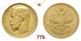 @ RUSSIA NICOLA II (1894-1917) 15 Rubli 1897 San Pietroburgo Au g 12,91