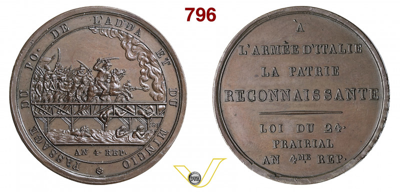 1796 - Passaggio Adda e Mincio (conio ital.) Henn. 736 Opus Salwirck mm 43 Æ SPL...