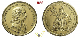 1797 - Buonaparte C.te Armata d'Italia (D. var. busto e nome; R. scritta in esergo) Henn. 833 var / T.N. Vol. 13, pl. 66,12 Opus manca mm 33 Æ dorato ...