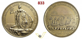 1798 - A Nelson per vittoria nav. del Nilo (Aboukir) (personalizzata sulla tranche) Henn. 852 Opus Kuechlker mm 47 Æ dorato q.SPL (• Colpetto)
