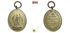 1800 - Tribunale di Prima Istanza di Parigi (med. port. con appicc. e anello di sosp.) Br. 99 Opus Maurisset mm 40 x 33 Æ dorato BB/SPL