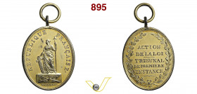 1800 - Tribunale di Prima Istanza di Parigi (med. port. con appicc. e anello di sosp.) Br. 100 Opus Maurisset mm 40 x 33 Æ dorato qSPL