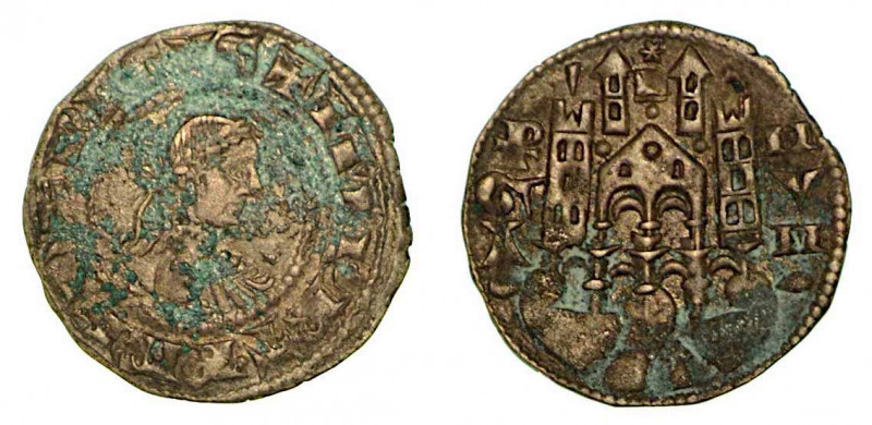 BERGAMO. Comune, a nome di Federico II (1194-1250). Denaro planeto, anni 1265-12...