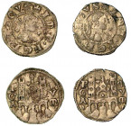 BERGAMO. Comune, a nome di Federico II (1194-1250). Lotto di due esemplari. Denaro planeto, anni 1282-1290. Busto laureato a d. in cerchio perlinato; ...