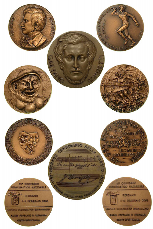 BERGAMO. Lotto di cinque medaglie in bronzo del Circolo Numismatico di Bergamo. ...