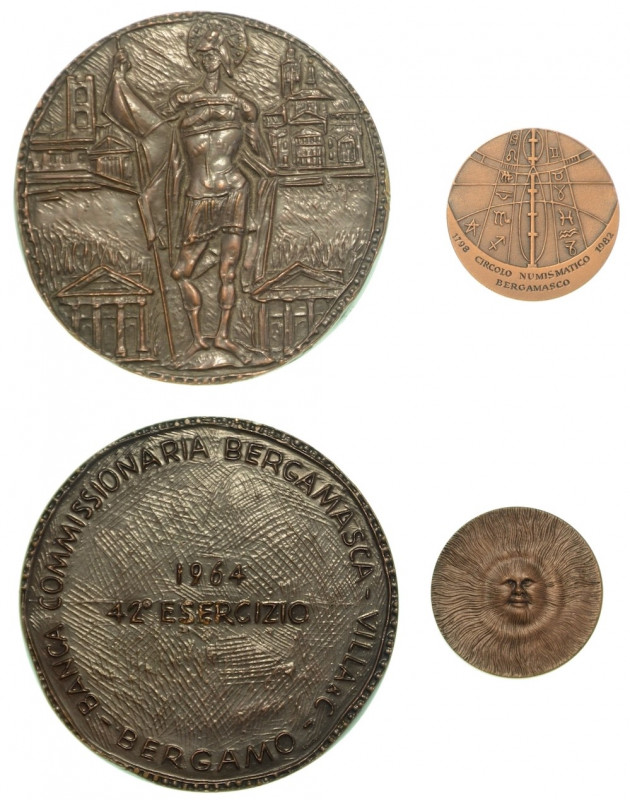 BERGAMO. Lotto di due medaglie in bronzo. Sono raffigurati i seguenti soggetti: ...