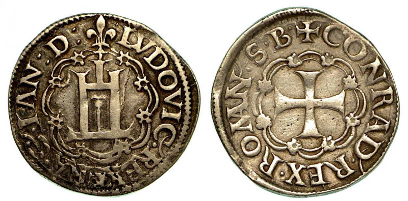 GENOVA. Ludovico XII Re di Francia, 1499-1507. Testone. Castello sormontato da g...