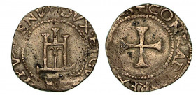 GENOVA. Dogi biennali, 1528-1797. Cavallotto (sigla A S). Castello. R/ Croce patente. CNI 97. Lunardi 195. MIR 190/1. Arg. g. 3,05. q.BB