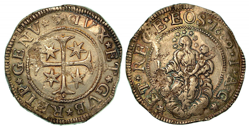 GENOVA. Dogi biennali, 1528-1797. Scudo 1660. Croce patente accantonata da stell...