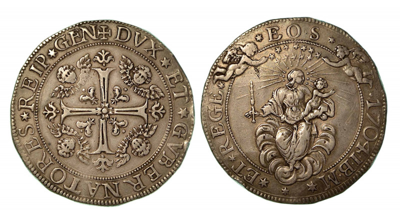 GENOVA. Dogi biennali, 1528-1797. Da 2 scudi 1704. Croce patente ornata e accant...