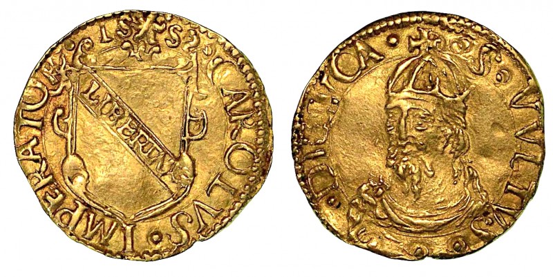 LUCCA. Repubblica (1369-1799). Scudo d'oro del Sole, armetta Gentili. Stemma a t...