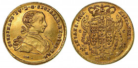 NAPOLI. Ferdinando IV di Borbone, 1759-1825 (I periodo, 1759-1799). Da 6 ducati 1766. Busto infantile a d.; sotto, nel giro, De G. R/ Stemma coronato;...