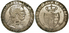 NAPOLI. Ferdinando IV di Borbone, 1799-1805 (secondo periodo). 120 Grana 1805 (capelli ricci). Busto a d. R/ Stemma coronato. MIR 423. P/R 9. Arg. g. ...