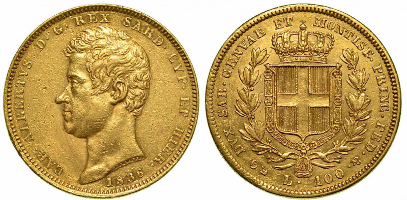 REGNO DI SARDEGNA. Carlo Alberto di Savoia, 1831-1849. 100 Lire 1836, zecca di G...