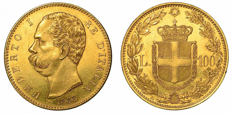 REGNO D'ITALIA. Umberto I di Savoia, 1878-1900. 100 Lire 1888. Testa a s. R/ Ste...