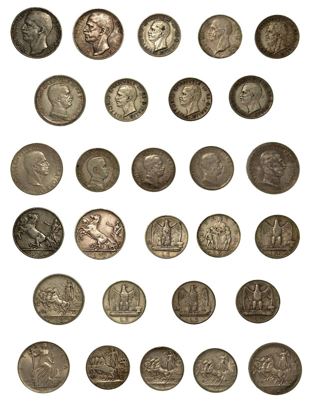 REGNO D'ITALIA. Lotto di quattordici monete. Vittorio Emanuele III di Savoia, 19...