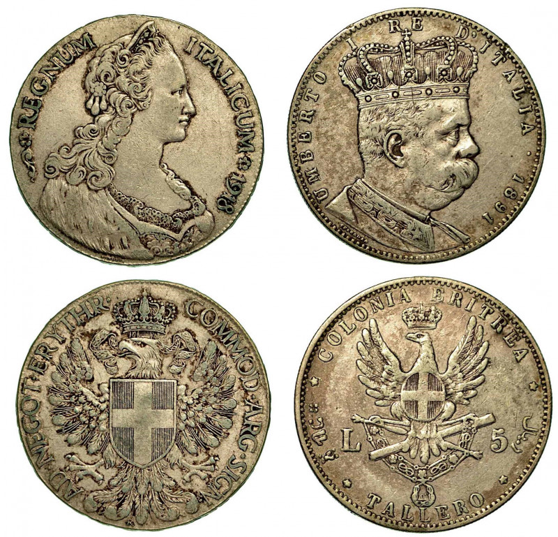 REGNO D'ITALIA - COLONIA ERITREA. Lotto di due monete. Umberto I di Savoia, 1878...