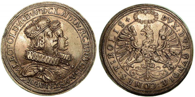 AUSTRIA. Leopoldo V, 1619-1632. 2 Thaler s.d. Busti a d. R/ Aquila coronata. KM#...