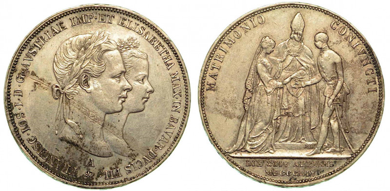 AUSTRIA. Franz Joseph, 1848-1916. Thaler 1854. Per il matrimonio con Elisabetta ...
