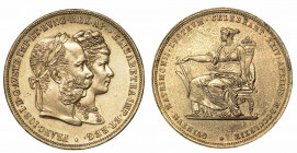AUSTRIA. Franz Joseph, 1848-1916. 2 Gulden 1879. Per le nozze d'argento. Teste accollate dei sovrani a d. R/ Figura femminile seduta in trono a s. L. ...