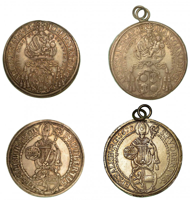 AUSTRIA - SALISBURGO. Lotto di due monete. Thaler 1677-1701. Madonna con Bambino...