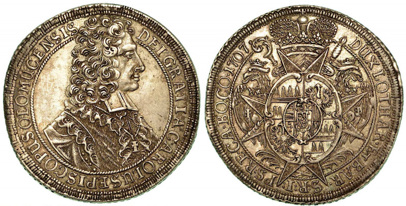 AUSTRIA - OLMUTZ. Karl III, 1695-1711. Thaler 1707. Busto a d. R/ Stemma coronat...