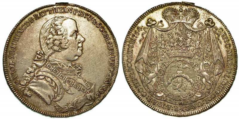 AUSTRIA - BATTHYANI. Karl, 1761-1772. Thaler 1764. Busto a d. R/ Stemma coronato...