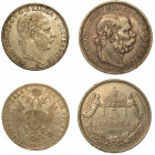 AUSTRIA-UNGHERIA. Lotto di due monete. Franz Joseph, 1848-1916. Thaler 1867. KM# 2245 (q.SPL-cartellino Oscar Rinaldi). 5 Korona 1909. KM# 488 (MB/BB)...