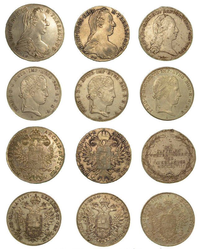 AUSTRIA. Lotto di cinque monete e una medaglia. Thaler 1844 (BB-graffi) - 1845 (...