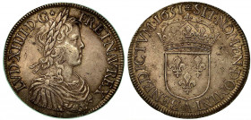 FRANCIA. Louis XIV, 1643-1715. Ecu 1651 A. Busto d. R/ Stemma coronato. KM# 155.1. Arg. g. 27,40. BB
