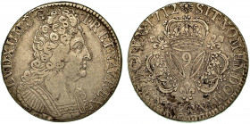 FRANCIA. Louis XIV, 1643-1715. Ecu 1712. Busto a d. R/ Corone e gigli. KM# 386.23. Arg. g. 30,35. MB