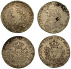 FRANCIA. Lotto di due monete. Louis XVI, 1774-1793. Ecu 1775W (BB) - 1778L (BB/q.SPL-patina iridescente). KM# 564.16 - 564.9.. Esemplari in argento.