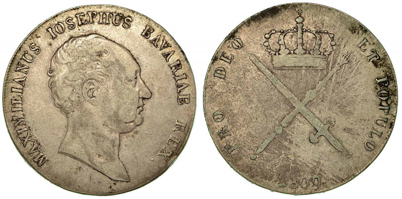GERMANIA - BAVIERA. Maximilian IV Joseph, 1756–1825. Thaler 1809. Testa a d. R/ ...