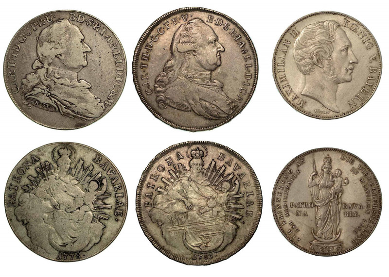 GERMANIA - BAVIERA. Lotto di tre monete. Maximilian II - Karl Theodor. Thaler 17...