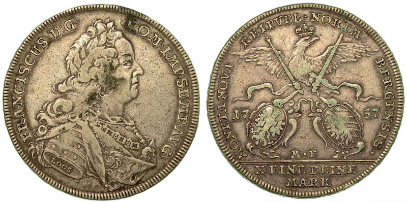 GERMANIA - NURNBERG. Free City Thaler 1757. Busto a d. R/ Aquila coronata e due ...