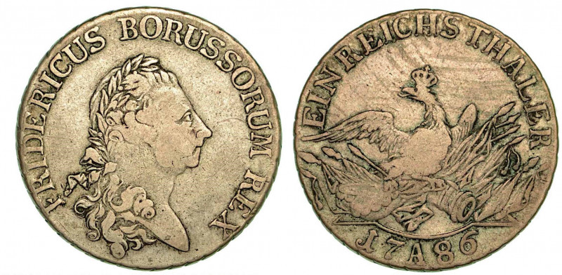 GERMANIA - PRUSSIA. Friedrich II, 1740-1786. Thaler 1786. Testa a d. R/ Aquila c...