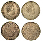 GERMANIA - SASSONIA ALBERTINA. Lotto di due esemplari. Anton, 1827-1836. Thaler 1830 x 2 esemplari (MB/BB-colpo; MB/BB). KM# 1121.. Esemplari in argen...