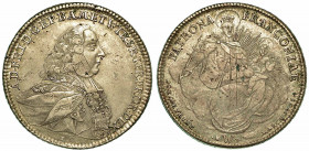 GERMANIA - WURZBURG. Adam Friedrich Graf von Seinsheim, 1755-1779. Thaler 1765. Busto a d. R/ Madonna con Bambino. KM# 386. DAV. 2899. Arg. g. 27,99. ...