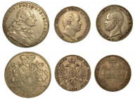 GERMANIA - BAVIERA - SCHWARZBURG - WALDECK. Lotto di tre monete. Thaler 1754 (MB/BB) - 1858 (BB-cartellino Oscar Rinaldi) - 1859 (BB-cartellino Oscar ...