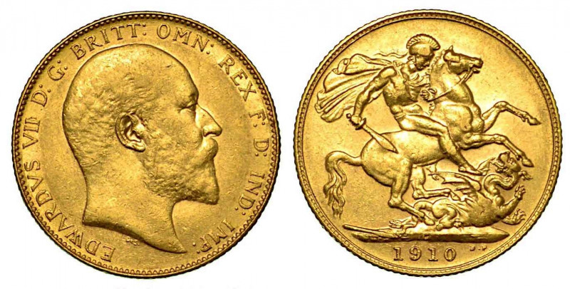 GRAN BRETAGNA. Edward VII, 1901-1910. Sovereign 1910, zecca di Ottawa. Testa a d...