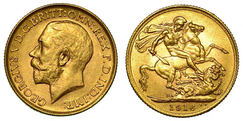 GRAN BRETAGNA. George V, 1910-1936. Sovereign 1916, zecca di Londra. Testa a s. ...