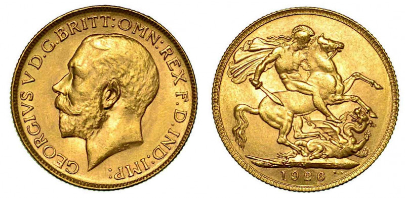 GRAN BRETAGNA. George V, 1910-1936. Sovereign 1926, zecca di Melbourne. Testa a ...