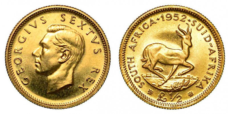 GRAN BRETAGNA. George VI, 1936-1952. 1/2 Sovereign 1952 (Sudafrica-Commonwealth)...