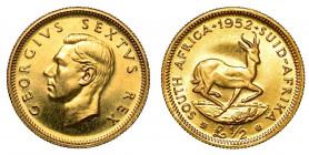 GRAN BRETAGNA. George VI, 1936-1952. 1/2 Sovereign 1952 (Sudafrica-Commonwealth). Testa a s. R/ Antilope a d. Friedberg 8. Oro. g. 3,99. q.FDC