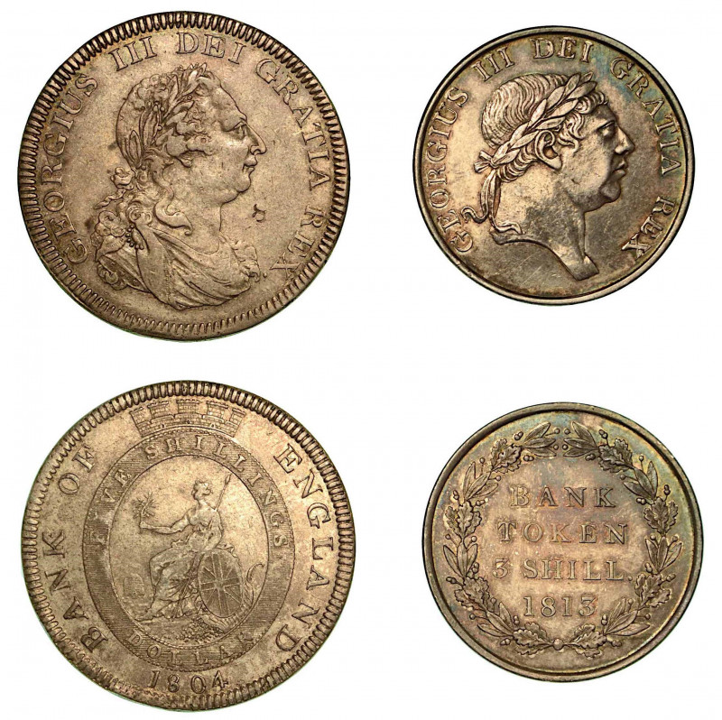 GRAN BRETAGNA. Lotto di due monete. George III, 1760-1820. 5 Shillings-Dollar, 1...