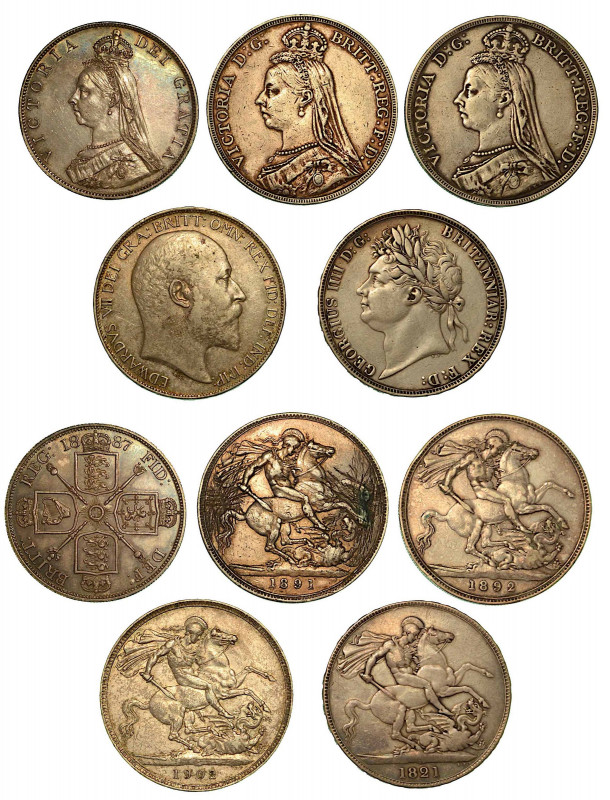 GRAN BRETAGNA. Lotto di cinque monete. George IV, 1820-1830. Crown 1821 (BB). Vi...
