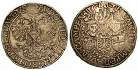 PAESI BASSI - CAMPEN. Rudolf II, 1576-1612. Thaler 1586. Aquila bicipite. R/ Stemma. DAV. 8539. Arg. g. 29. q.BB